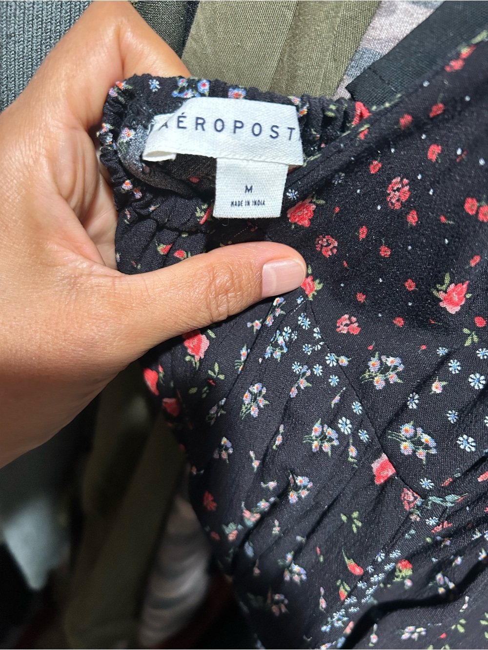 Aeropostale Black Mini Slip Dress with Red & White Floral Print - Picture 7 of 7